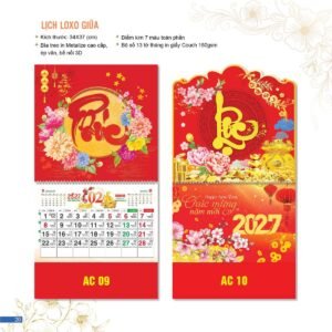 Lịch Bloc 2027 AC Mẫu AC09 (34  x  37 cm) Xưởng In Ép Kim Nhũ Vàng Tận Gốc in logo doanh nghiệp quà tặng Tết tại Xưởng Quà Tặng Quang Vũ
