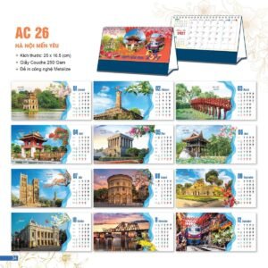 Lịch Bloc 2027 AC Mẫu AC26 - Hà Nội Mến Yêu (25 x 16 cm) Xưởng In Ép Kim Nhũ Vàng Tận Gốc in logo doanh nghiệp quà tặng Tết tại Xưởng Quà Tặng Quang Vũ