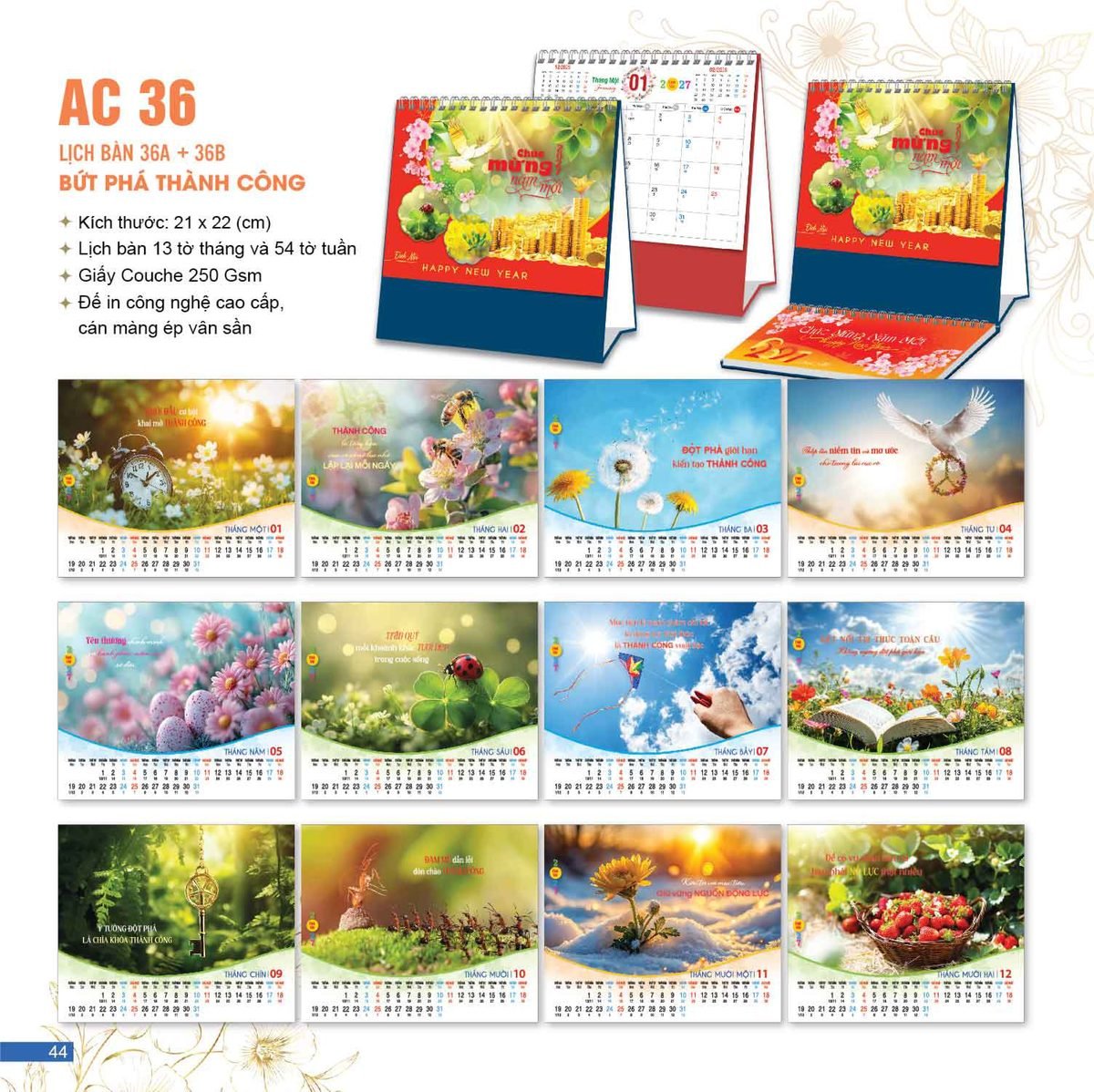 Lịch Để Bàn 2027 AC Mẫu AC36 (21 x 22 cm) Xưởng In Ép Kim Nhũ Vàng Tận Gốc Lịch Để Bàn 2027 AC Mẫu AC36 (21 x 22 cm) Xưởng In Ép Kim Nhũ Vàng Tận Gốc in logo doanh nghiệp quà tặng Tết tại Xưởng Quà Tặng Quang Vũ