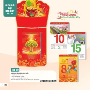 Lịch Bloc Đại Đặc Biệt 2027 AH Mẫu AH19 (17 x 24cm) Xưởng In Ép Kim Nhũ Vàng Tận Gốc in logo doanh nghiệp quà tặng Tết tại Xưởng Quà Tặng Quang Vũ
