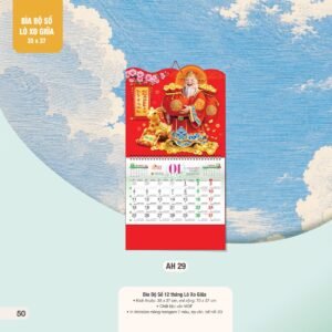 Lịch Treo Tường Lò Xo 2027 AH Mẫu AH29 (35 x 37 cm) Xưởng In Ép Kim Nhũ Vàng Tận Gốc in logo doanh nghiệp quà tặng Tết tại Xưởng Quà Tặng Quang Vũ