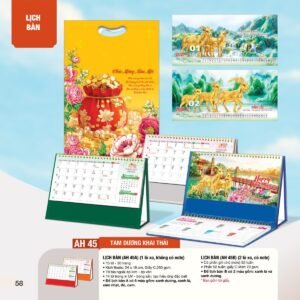 Lịch Bàn Chữ M (Có Note 52 Tuần) 2027 AH Mẫu AH45 (24 x 16cm) Xưởng In Ép Kim Nhũ Vàng Tận Gốc in logo doanh nghiệp quà tặng Tết tại Xưởng Quà Tặng Quang Vũ