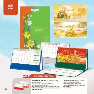 Lịch Bàn Chữ M (Có Note 52 Tuần) 2027 AH Mẫu AH46 (24 x 16cm) Xưởng In Ép Kim Nhũ Vàng Tận Gốc in logo doanh nghiệp quà tặng Tết tại Xưởng Quà Tặng Quang Vũ
