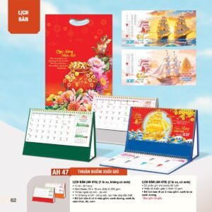 Lịch Bàn Chữ M (Có Note 52 Tuần) 2027 AH Mẫu AH47 - Thuận Buồm Xuôi Gió (24 x 16cm) Xưởng In Ép Kim Nhũ Vàng Tận Gốc in logo doanh nghiệp quà tặng Tết tại Xưởng Quà Tặng Quang Vũ