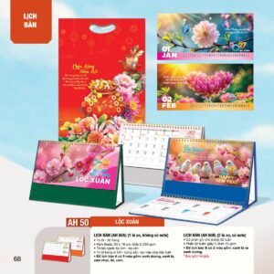 Lịch Bàn Chữ M (Có Note 52 Tuần) 2027 AH Mẫu AH50 - Lộc Xuân (24 x 16cm) Xưởng In Ép Kim Nhũ Vàng Tận Gốc in logo doanh nghiệp quà tặng Tết tại Xưởng Quà Tặng Quang Vũ