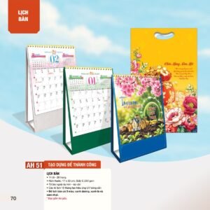 Lịch Để Bàn 2027 AH Mẫu AH51 (12  x  18 cm) Xưởng In Ép Kim Nhũ Vàng Tận Gốc in logo doanh nghiệp quà tặng Tết tại Xưởng Quà Tặng Quang Vũ