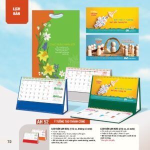 Lịch Bàn Chữ M (Có Note 52 Tuần) 2027 AH Mẫu AH52 (24 x 16cm) Xưởng In Ép Kim Nhũ Vàng Tận Gốc in logo doanh nghiệp quà tặng Tết tại Xưởng Quà Tặng Quang Vũ