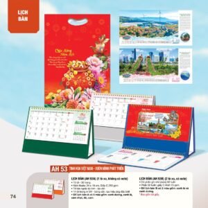 Lịch Bàn Chữ M (Có Note 52 Tuần) 2027 AH Mẫu AH53 - Tinh Hoa Việt Nam (24 x 16cm) Xưởng In Ép Kim Nhũ Vàng Tận Gốc in logo doanh nghiệp quà tặng Tết tại Xưởng Quà Tặng Quang Vũ