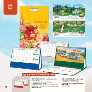 Lịch Bàn Chữ M (Có Note 52 Tuần) 2027 AH Mẫu AH54 (24 x 16cm) Xưởng In Ép Kim Nhũ Vàng Tận Gốc in logo doanh nghiệp quà tặng Tết tại Xưởng Quà Tặng Quang Vũ