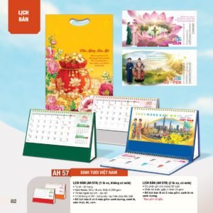 Lịch Bàn Chữ M (Có Note 52 Tuần) 2027 AH Mẫu AH57 (24 x 16cm) Xưởng In Ép Kim Nhũ Vàng Tận Gốc in logo doanh nghiệp quà tặng Tết tại Xưởng Quà Tặng Quang Vũ