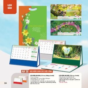 Lịch Bàn Chữ M (Có Note 52 Tuần) 2027 AH Mẫu AH58 (24 x 16cm) Xưởng In Ép Kim Nhũ Vàng Tận Gốc in logo doanh nghiệp quà tặng Tết tại Xưởng Quà Tặng Quang Vũ