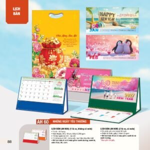 Lịch Bàn Chữ M (Có Note 52 Tuần) 2027 AH Mẫu AH60 (24 x 16cm) Xưởng In Ép Kim Nhũ Vàng Tận Gốc in logo doanh nghiệp quà tặng Tết tại Xưởng Quà Tặng Quang Vũ