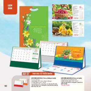 Lịch Bàn Chữ M (Có Note 52 Tuần) 2027 AH Mẫu AH61 (24 x 16cm) Xưởng In Ép Kim Nhũ Vàng Tận Gốc in logo doanh nghiệp quà tặng Tết tại Xưởng Quà Tặng Quang Vũ