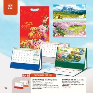 Lịch Bàn Chữ M (Có Note 52 Tuần) 2027 AH Mẫu AH62 (24 x 16cm) Xưởng In Ép Kim Nhũ Vàng Tận Gốc in logo doanh nghiệp quà tặng Tết tại Xưởng Quà Tặng Quang Vũ