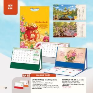 Lịch Bàn Chữ M (Có Note 52 Tuần) 2027 AH Mẫu AH63 (24 x 16cm) Xưởng In Ép Kim Nhũ Vàng Tận Gốc in logo doanh nghiệp quà tặng Tết tại Xưởng Quà Tặng Quang Vũ
