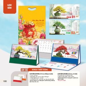 Lịch Bàn Chữ M (Có Note 52 Tuần) 2027 AH Mẫu AH66 (24 x 16cm) Xưởng In Ép Kim Nhũ Vàng Tận Gốc in logo doanh nghiệp quà tặng Tết tại Xưởng Quà Tặng Quang Vũ