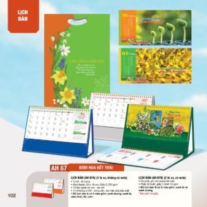 Lịch Bàn Chữ M (Có Note 52 Tuần) 2027 AH Mẫu AH67 - Lộc Xuân (24 x 16cm) Xưởng In Ép Kim Nhũ Vàng Tận Gốc in logo doanh nghiệp quà tặng Tết tại Xưởng Quà Tặng Quang Vũ