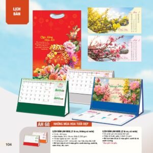 Lịch Bàn Chữ M (Có Note 52 Tuần) 2027 AH Mẫu AH68 (24 x 16cm) Xưởng In Ép Kim Nhũ Vàng Tận Gốc in logo doanh nghiệp quà tặng Tết tại Xưởng Quà Tặng Quang Vũ