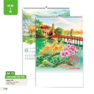 Lịch Treo Tường Lò Xo 7 Tờ 2027 AH Mẫu AH75 (40 x 60cm) Xưởng In Ép Kim Nhũ Vàng Tận Gốc in logo doanh nghiệp quà tặng Tết tại Xưởng Quà Tặng Quang Vũ