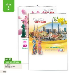 Lịch Treo Tường Lò Xo 7 Tờ 2027 AH Mẫu AH76 (40 x 60cm) Xưởng In Ép Kim Nhũ Vàng Tận Gốc in logo doanh nghiệp quà tặng Tết tại Xưởng Quà Tặng Quang Vũ