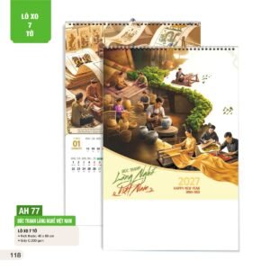 Lịch Treo Tường Lò Xo 7 Tờ 2027 AH Mẫu AH77 (40 x 60cm) Xưởng In Ép Kim Nhũ Vàng Tận Gốc in logo doanh nghiệp quà tặng Tết tại Xưởng Quà Tặng Quang Vũ