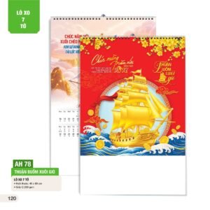 Lịch Treo Tường Lò Xo 7 Tờ 2027 AH Mẫu AH78 (40 x 60cm) Xưởng In Ép Kim Nhũ Vàng Tận Gốc in logo doanh nghiệp quà tặng Tết tại Xưởng Quà Tặng Quang Vũ
