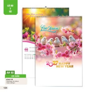 Lịch Treo Tường Lò Xo 7 Tờ 2027 AH Mẫu AH80 (40 x 60cm) Xưởng In Ép Kim Nhũ Vàng Tận Gốc in logo doanh nghiệp quà tặng Tết tại Xưởng Quà Tặng Quang Vũ