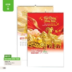 Lịch Treo Tường Lò Xo 7 Tờ 2027 AH Mẫu AH81 (40 x 60cm) Xưởng In Ép Kim Nhũ Vàng Tận Gốc in logo doanh nghiệp quà tặng Tết tại Xưởng Quà Tặng Quang Vũ