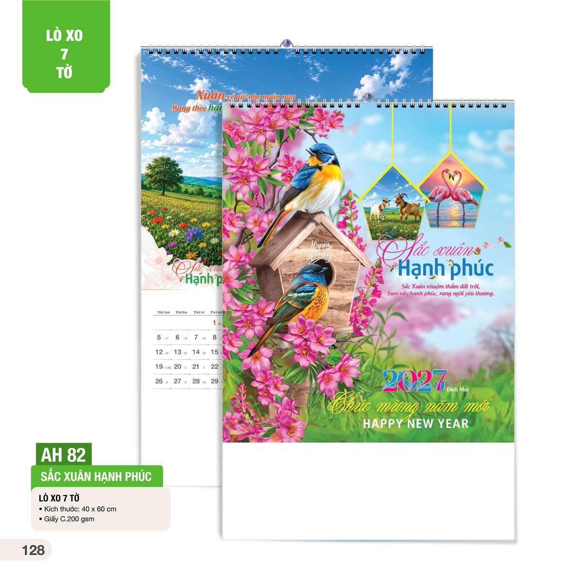 Lịch Treo Tường Lò Xo 7 Tờ 2027 AH Mẫu AH82 (40 x 60cm) Xưởng In Ép Kim Nhũ Vàng Tận Gốc Lịch Treo Tường Lò Xo 7 Tờ 2027 AH Mẫu AH82 (40 x 60cm) Xưởng In Ép Kim Nhũ Vàng Tận Gốc in logo doanh nghiệp quà tặng Tết tại Xưởng Quà Tặng Quang Vũ