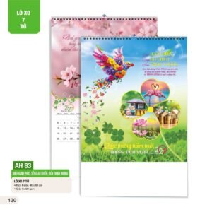 Lịch Treo Tường Lò Xo 7 Tờ 2027 AH Mẫu AH83 (40 x 60cm) Xưởng In Ép Kim Nhũ Vàng Tận Gốc in logo doanh nghiệp quà tặng Tết tại Xưởng Quà Tặng Quang Vũ