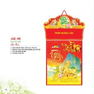 Lịch 52 Tuần 2027 AK Mẫu AK09 (31 x 42 cm) Xưởng In Ép Kim Nhũ Vàng Tận Gốc in logo doanh nghiệp quà tặng Tết tại Xưởng Quà Tặng Quang Vũ
