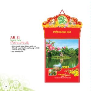 Lịch 52 Tuần 2027 AK Mẫu AK11 (31 x 42 cm) Xưởng In Ép Kim Nhũ Vàng Tận Gốc in logo doanh nghiệp quà tặng Tết tại Xưởng Quà Tặng Quang Vũ