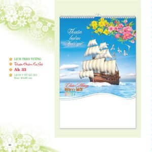 Lịch Treo Tường Lò Xo 2027 AK Mẫu AK33 (01  x  42 cm) Xưởng In Ép Kim Nhũ Vàng Tận Gốc in logo doanh nghiệp quà tặng Tết tại Xưởng Quà Tặng Quang Vũ