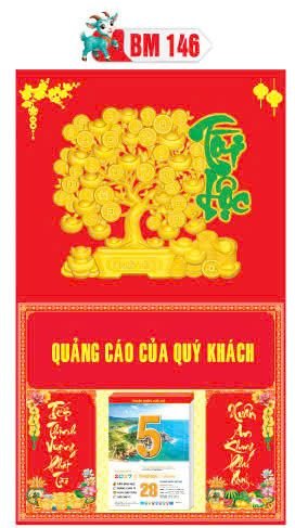 Bìa Lịch Treo Khung Đại Gắn Bloc BM 2027 BM146 - Kim Dương Phú Quý - Quà Tặng Quang Vũ