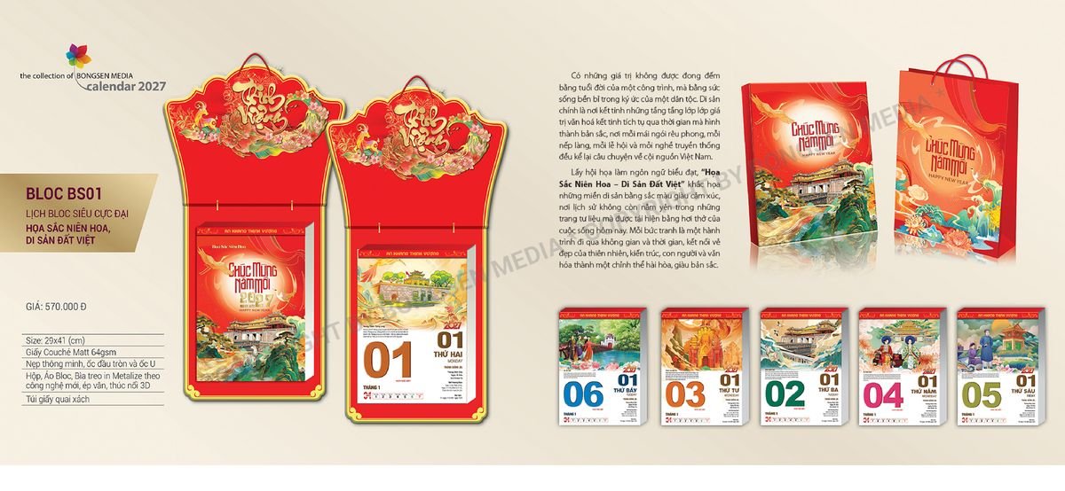 Lịch Bloc Siêu Cực Đại 2027 BS01 Xưởng In Ép Kim Nhũ Vàng Tận Gốc