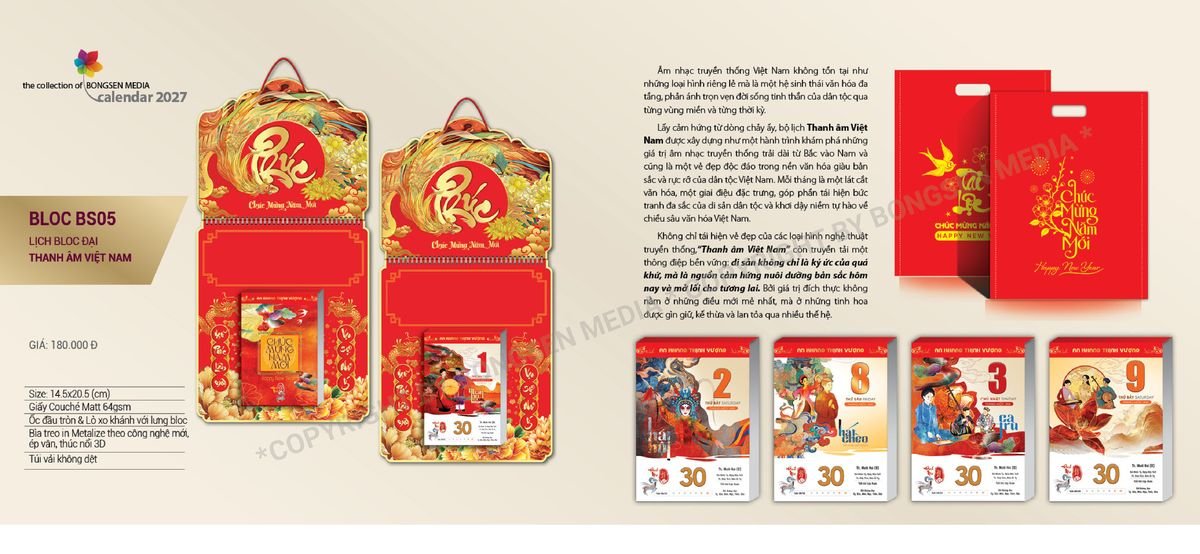 Lịch Bloc Siêu Cực Đại 2027 BS05 Xưởng In Ép Kim Nhũ Vàng Tận Gốc