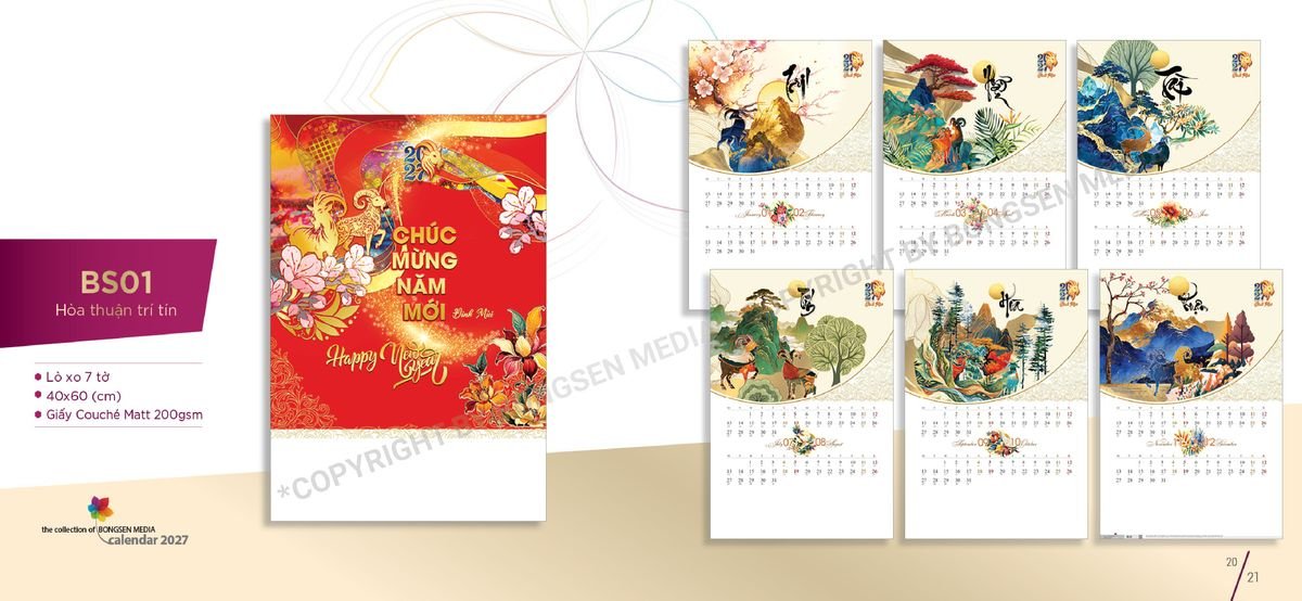 Lịch Bloc Siêu Cực Đại 2027 BS11 Xưởng In Ép Kim Nhũ Vàng Tận Gốc