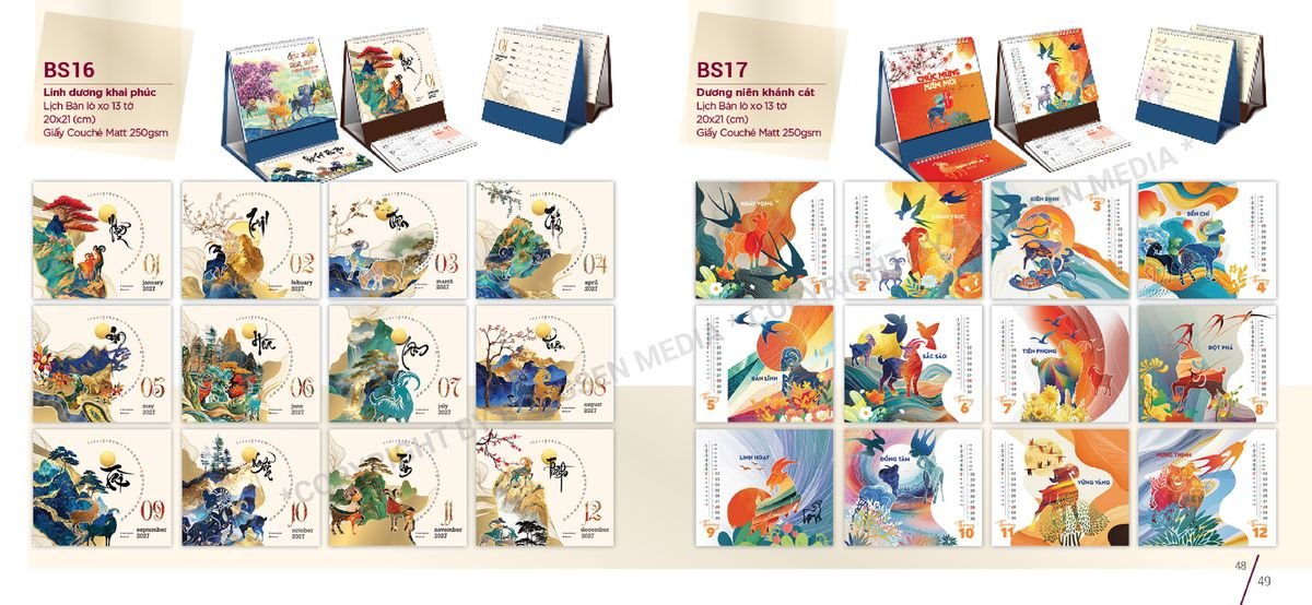 Lịch Để Bàn Nghệ Thuật 2027 BS25 Xưởng In Ép Kim Nhũ Vàng Tận Gốc