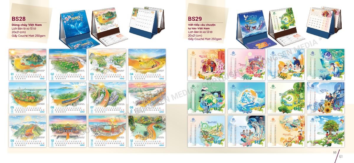 Lịch Để Bàn Nghệ Thuật 2027 BS31 Xưởng In Ép Kim Nhũ Vàng Tận Gốc