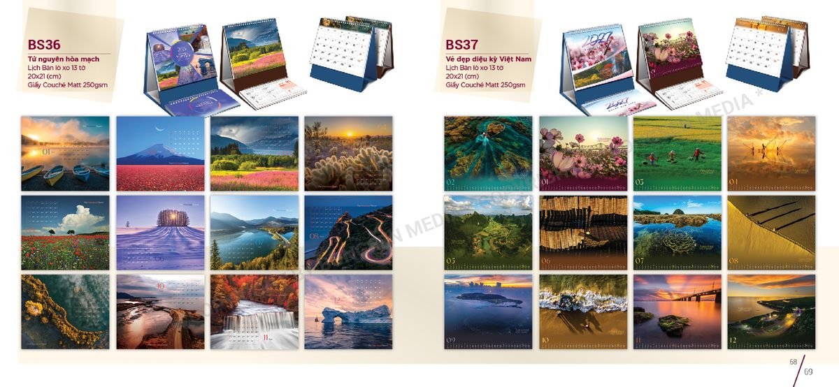 Lịch Để Bàn Nghệ Thuật 2027 BS35 Xưởng In Ép Kim Nhũ Vàng Tận Gốc