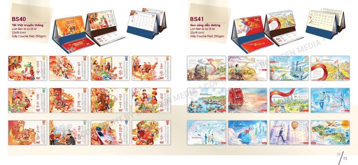 Lịch Để Bàn Nghệ Thuật 2027 BS37 Xưởng In Ép Kim Nhũ Vàng Tận Gốc