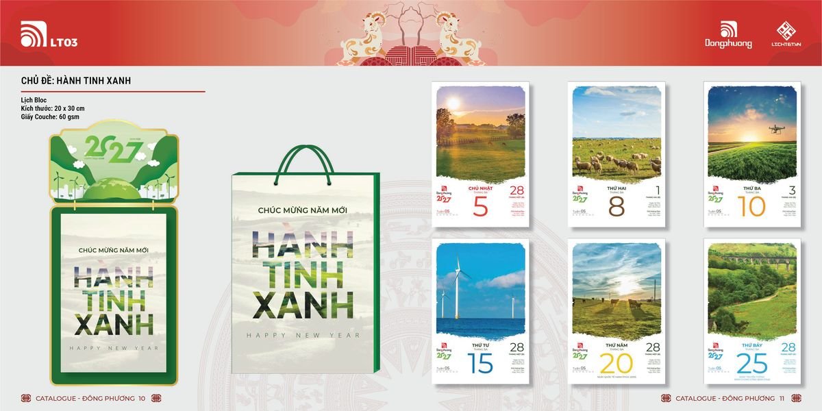 Lịch Bloc ĐP 2027 DP04 Xưởng In Ép Kim Nhũ Vàng Tận Gốc