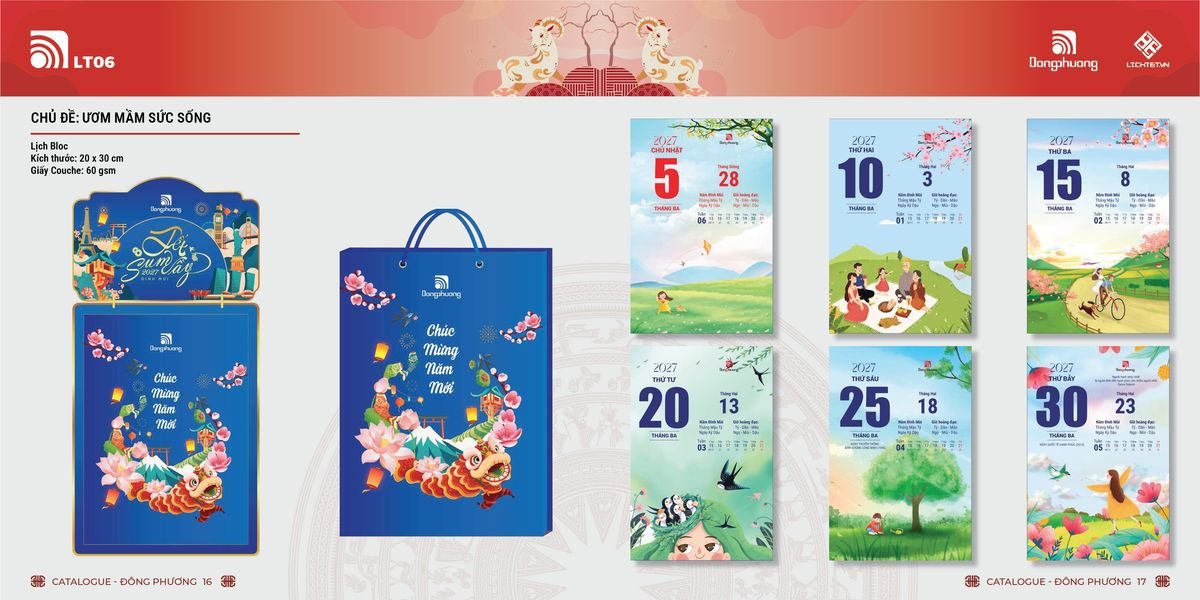 Lịch Bloc ĐP 2027 DP07 Xưởng In Ép Kim Nhũ Vàng Tận Gốc
