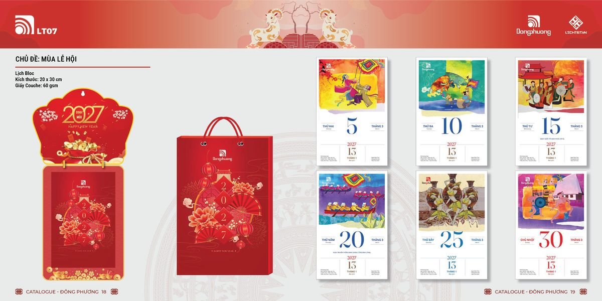Lịch Bloc ĐP 2027 DP08 Xưởng In Ép Kim Nhũ Vàng Tận Gốc
