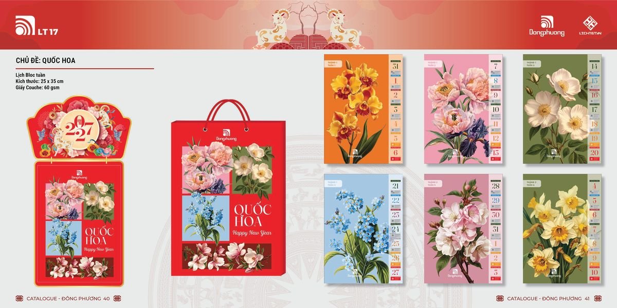 Lịch Bloc ĐP 2027 DP19 Xưởng In Ép Kim Nhũ Vàng Tận Gốc
