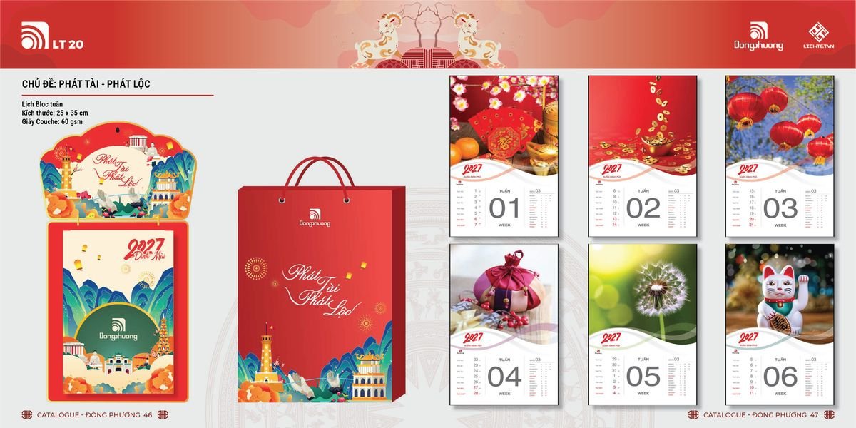 Lịch Bloc ĐP 2027 DP22 Xưởng In Ép Kim Nhũ Vàng Tận Gốc