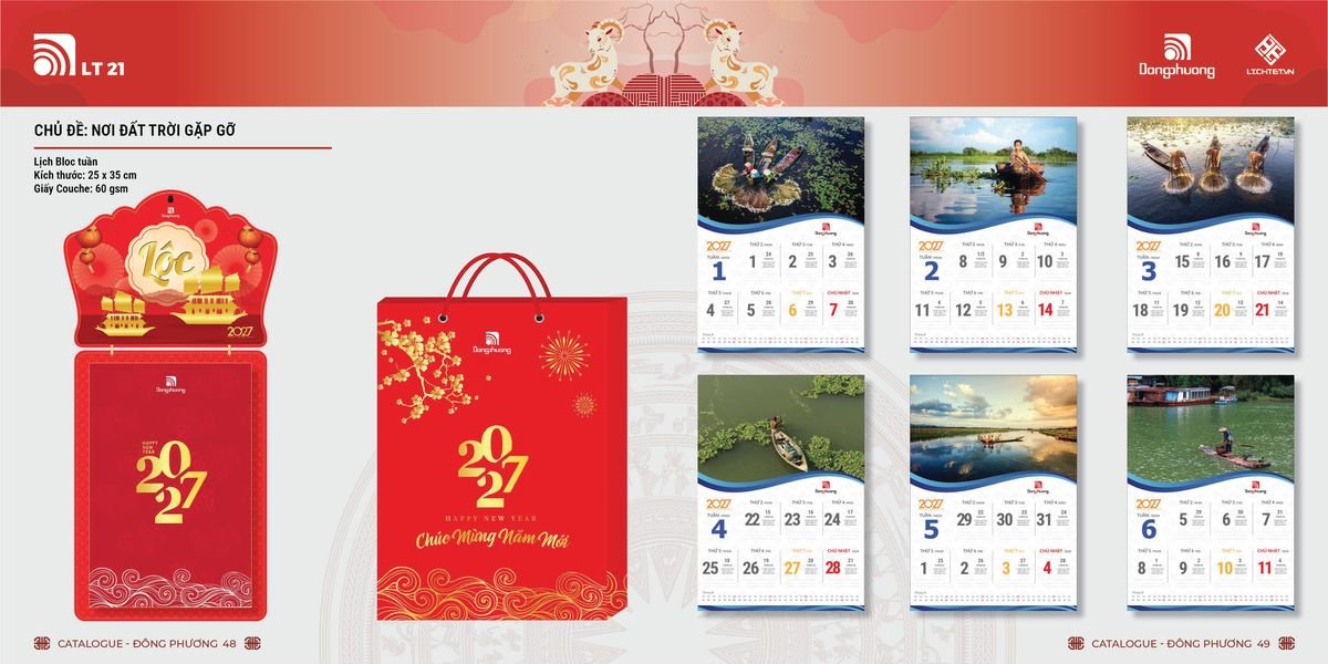 Lịch Bloc ĐP 2027 DP23 Xưởng In Ép Kim Nhũ Vàng Tận Gốc