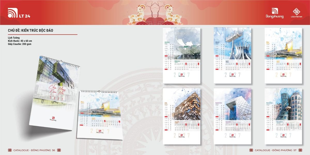Lịch Bloc ĐP 2027 DP27 Xưởng In Ép Kim Nhũ Vàng Tận Gốc
