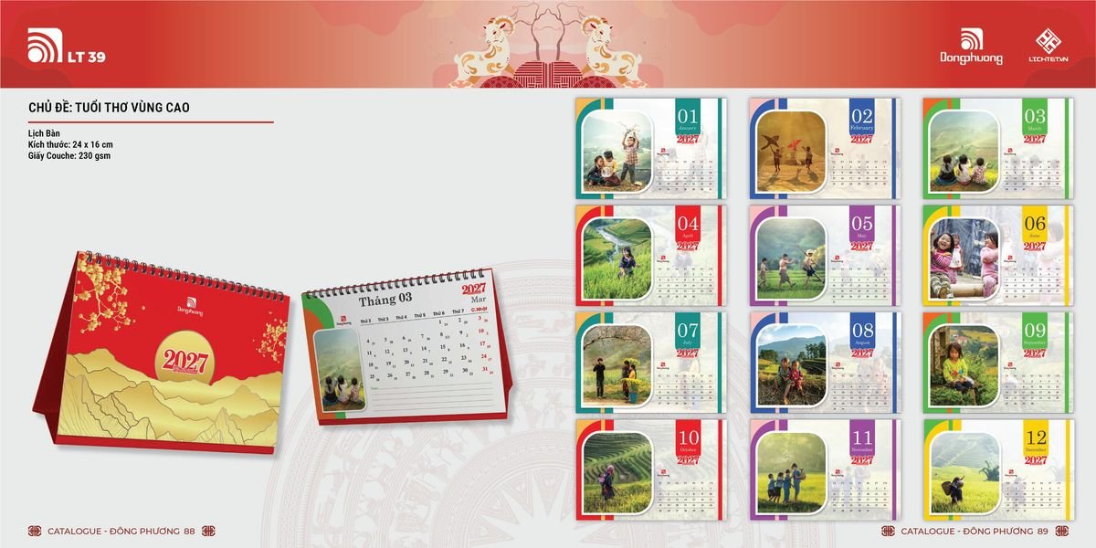 Lịch Bloc ĐP 2027 DP43 Xưởng In Ép Kim Nhũ Vàng Tận Gốc