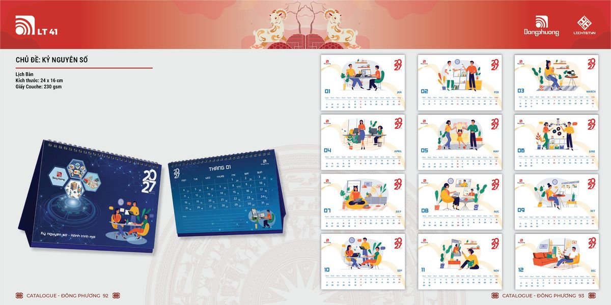 Lịch Bloc ĐP 2027 DP45 Xưởng In Ép Kim Nhũ Vàng Tận Gốc